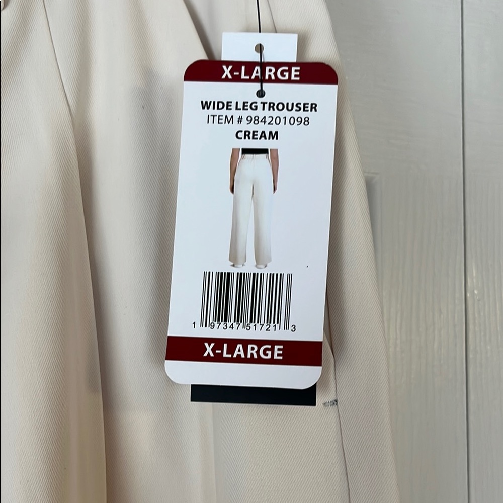 NWT,French Connection, XL, Cream Tailored Wide Leg Trousers - Picture 3 of 5